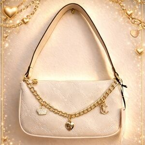 Juicy Couture Cream Leather Shoulder Bag with Gold Accents
